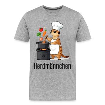 Herdmännchen Koch Gastronomie Beikoch Lustig  - Männer Premium Bio T-Shirt - Grau meliert - Vorne - Damien (186cm)