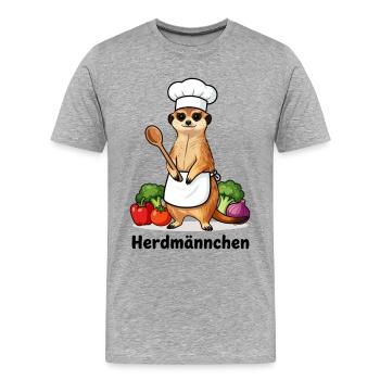 Herdmännchen Koch Gastronomie Beikoch Lustig  - Männer Premium Bio T-Shirt - Grau meliert - Vorne - Damien (186cm)