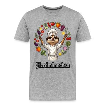 Herdmännchen Koch Gastronomie Beikoch Lustig  - Männer Premium Bio T-Shirt - Grau meliert - Vorne - Damien (186cm)