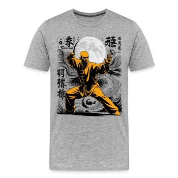 Tai Chi Zen Meditation – Chi Qigong Training - Männer Premium Bio T-Shirt - Grau meliert - Vorne - Damien (186cm)