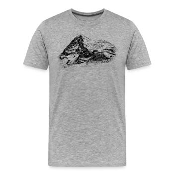 Silhouette du Visage Nord Eiger | Sommet des Alpes suisses - T-shirt bio Premium Homme - gris chiné - Devant - Damien (186cm)