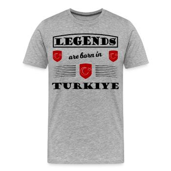 Roter Schild Türkei - Männer Premium Bio T-Shirt - Grau meliert - Vorne - Damien (186cm)