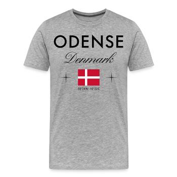 Odense Danemark Coordonnées Souvenir de voyage - T-shirt bio Premium Homme - gris chiné - Devant - Damien (186cm)