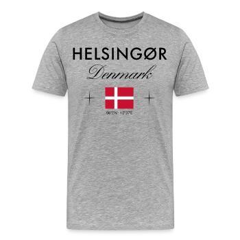 Helsingør Dänemark Koordinaten Reise Souvenir - Männer Premium Bio T-Shirt - Grau meliert - Vorne - Damien (186cm)