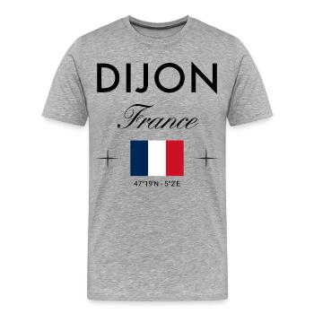 Dijon France Coordinates Souvenir de voyage - T-shirt bio Premium Homme - gris chiné - Devant - Damien (186cm)