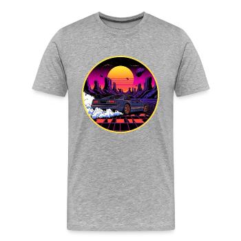Design de voitures de sport rétro cyberpunk des années 80 surpassées - T-shirt bio Premium Homme - gris chiné - Devant - Damien (186cm)