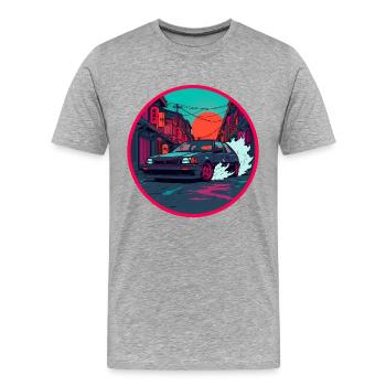 Art rétro des années 80 JDM Hatchback Street Race Synthwave - T-shirt bio Premium Homme - gris chiné - Devant - Damien (186cm)