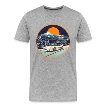 Retro 90er JDM NSX Winter Mt Fuji Pagoda Kunst - Männer Premium Bio T-Shirt - Grau meliert - Vorne - Damien (186cm)