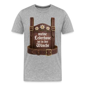 Meine Lederhose ist in der Wäsche Bayern Sprüche - Männer Premium Bio T-Shirt - Grau meliert - Vorne - Damien (186cm)