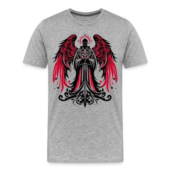Ange Guerrier Chevalier Templier Ailes Rouges Goth - T-shirt bio Premium Homme - gris chiné - Devant - Damien (186cm)