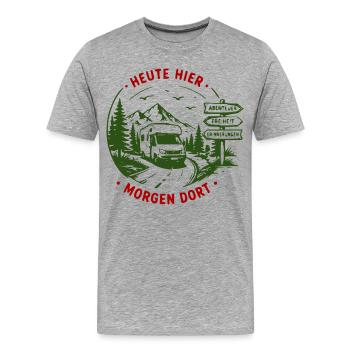 Abenteuer Roadtrip Waldsignale - Männer Premium Bio T-Shirt - Grau meliert - Vorne - Damien (186cm)
