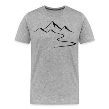 Silhouette du contour des montagnes - T-shirt bio Premium Homme - gris chiné - Devant - Damien (186cm)