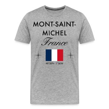 Mont Saint Michel Frankreich Koordinaten Reise - Männer Premium Bio T-Shirt - Grau meliert - Vorne - Damien (186cm)