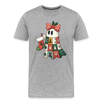 Fantôme patchwork avec quilt de Noël - T-shirt bio Premium Homme - gris chiné - Devant - Damien (186cm)