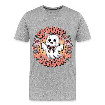 Saison effrayante Halloween - T-shirt bio Premium Homme - gris chiné - Devant - Damien (186cm)