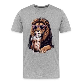 Leon avec des lunettes de soleil roses - T-shirt bio Premium Homme - gris chiné - Devant - Damien (186cm)