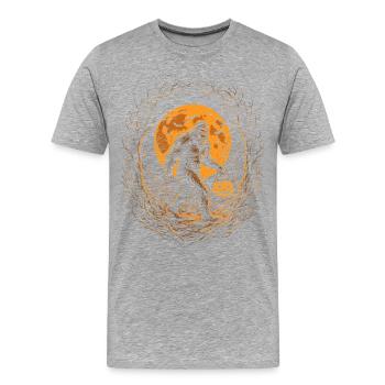 Halloween, Bigfoot, Lune, Citrouille - T-shirt bio Premium Homme - gris chiné - Devant - Damien (186cm)
