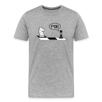 Pièces d’échecs drôles d’échiquiers - T-shirt bio Premium Homme - gris chiné - Devant - Damien (186cm)