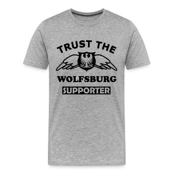 Wolfsburg Supporter - Männer Premium Bio T-Shirt - Grau meliert - Vorne - Damien (186cm)