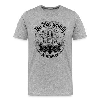 Tu es assez Namasté - Yoga Bohème - T-shirt bio Premium Homme - gris chiné - Devant - Damien (186cm)