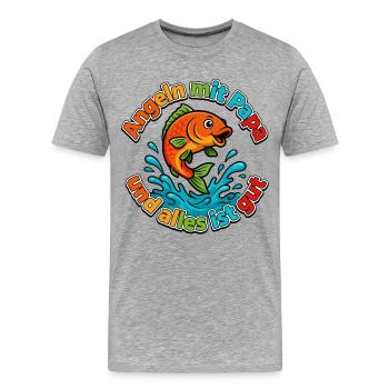 Angeln mit Papa: Alles ist gut - Männer Premium Bio T-Shirt - Grau meliert - Vorne - Damien (186cm)