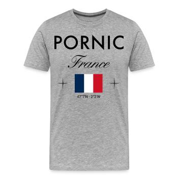 Pornic Frankreich Koordinaten Reise Souvenir - Männer Premium Bio T-Shirt - Grau meliert - Vorne - Damien (186cm)