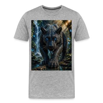 Panthère mosaïque des chutes - T-shirt bio Premium Homme - gris chiné - Devant - Damien (186cm)
