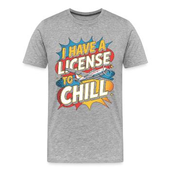 Pilote privé J’ai une licence Passionné d’aviation - T-shirt bio Premium Homme - gris chiné - Devant - Damien (186cm)
