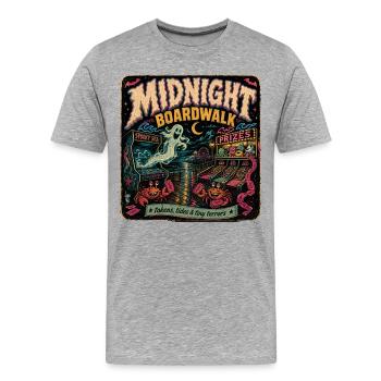 T-shirt rétro Halloween Gamer de Midnight Boardwalk - T-shirt bio Premium Homme - gris chiné - Devant - Damien (186cm)