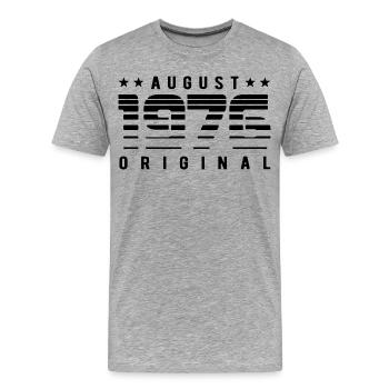 Édition Originale Limitée Août 1976 Anniversaire - T-shirt bio Premium Homme - gris chiné - Devant - Damien (186cm)