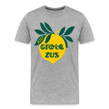 Annonce du bébé 2027 - T-shirt bio Premium Homme - gris chiné - Devant - Damien (186cm)