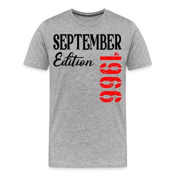 60e anniversaire septembre 1966 - T-shirt bio Premium Homme - gris chiné - Devant - Damien (186cm)
