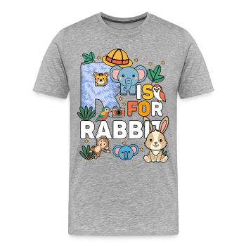 R c’est pour Fête du zoo de lapins Anniversaire du zoo de la jungle - T-shirt bio Premium Homme - gris chiné - Devant - Damien (186cm)