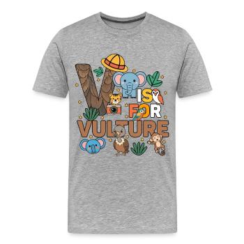 V Is For Vulture Zoo Party Jungle Zoo Birthday - Men's Premium Organic T-Shirt - heather grey - Front - Damien (186cm)