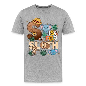 S c’est pour Fête du zoo paresseux Anniversaire du zoo de la jungle - T-shirt bio Premium Homme - gris chiné - Devant - Damien (186cm)