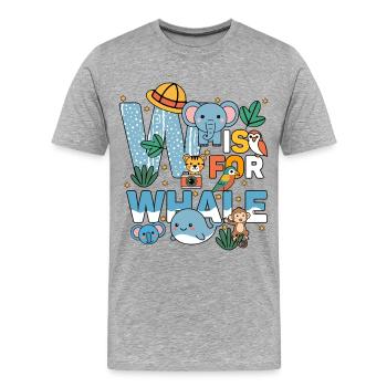 W c’est pour Fête du zoo de baleines Anniversaire du zoo de la jungle - T-shirt bio Premium Homme - gris chiné - Devant - Damien (186cm)