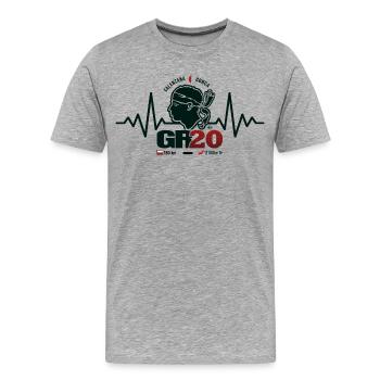 GR20 randonnée Corse trekking - T-shirt bio Premium Homme - gris chiné - Devant - Damien (186cm)