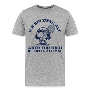 Tennis Bin zwar alt Lustiger Retro Tennisspieler - Männer Premium Bio T-Shirt - Grau meliert - Vorne - Damien (186cm)