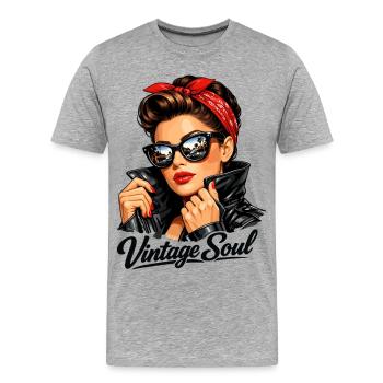 Soul Vintage – Un design stylé de pin-up rockabilly - T-shirt bio Premium Homme - gris chiné - Devant - Damien (186cm)