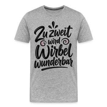 Zu zweit wird Wirbel wunderbar – Freundschaft - Männer Premium Bio T-Shirt - Grau meliert - Vorne - Damien (186cm)