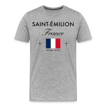 Saint Emilion Frankreich Koordinate Reise Souvenir - Männer Premium Bio T-Shirt - Grau meliert - Vorne - Damien (186cm)