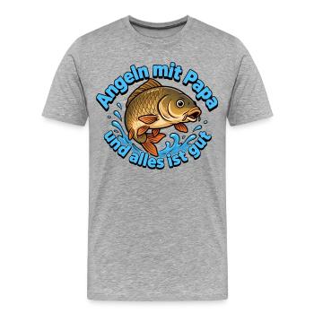 Angeln mit Papa – Alles ist Gut - Männer Premium Bio T-Shirt - Grau meliert - Vorne - Damien (186cm)