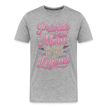 Maman pilote privé L’idole L’hôtesse de l’air - T-shirt bio Premium Homme - gris chiné - Devant - Damien (186cm)