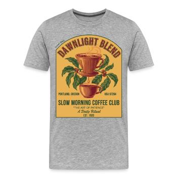 Petit-déjeuner Café Dawnlight Blend Slow Morning Club - T-shirt bio Premium Homme - gris chiné - Devant - Damien (186cm)