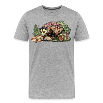 Maman opossum avec sa progéniture - T-shirt bio Premium Homme - gris chiné - Devant - Damien (186cm)