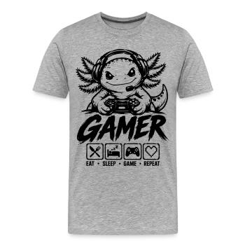 Motif amusant de jeu pour les gamers, les geeks et la vidéo - T-shirt bio Premium Homme - gris chiné - Devant - Damien (186cm)