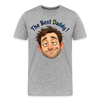 Le meilleur portrait de Papa dans un dessin animé - T-shirt bio Premium Homme - gris chiné - Devant - Damien (186cm)