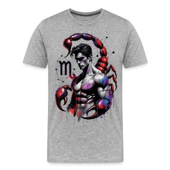 Scorpion_Astro_Homme - Männer Premium Bio T-Shirt - Grau meliert - Vorne - Damien (186cm)