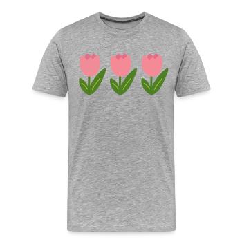 Trois tulipes roses dans un style minimaliste - T-shirt bio Premium Homme - gris chiné - Devant - Damien (186cm)