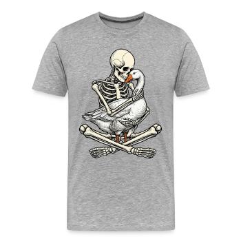 Squelette, Oie, Halloween - T-shirt bio Premium Homme - gris chiné - Devant - Damien (186cm)